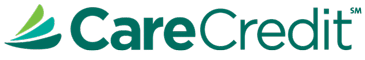 Logo of CareCredit, featuring the company name in green with a stylized leaf design on the left, ideal for pet owners seeking veterinarian services.