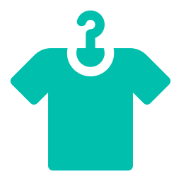 An icon of a teal T-shirt hanging on a hook, reminiscent of the casual wear often seen in a vet's office.